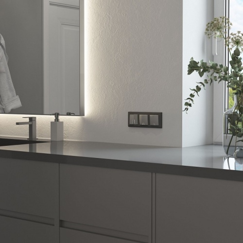 Выключатель двухклавишный с подсветкой без рамки Werkel серебряный матовый W1120165 в Нижнем Новгороде фото 5