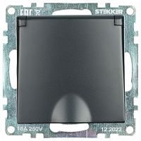 Розетка с заземлением и со шторкой, без рамки с крышкой Stekker Катрин 39608 в Нижнем Новгороде