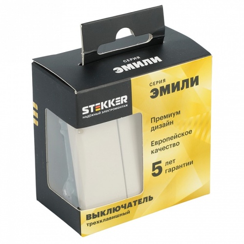 Выключатель трехклавишный без рамки Stekker Эмили 49896 в Нижнем Новгороде фото 6