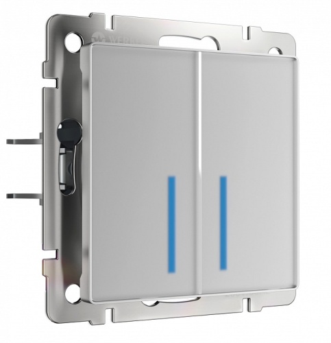 Выключатель сенсорый двухклавишный с подсветкой, без рамки Werkel серебряный W4520006 в Нижнем Новгороде