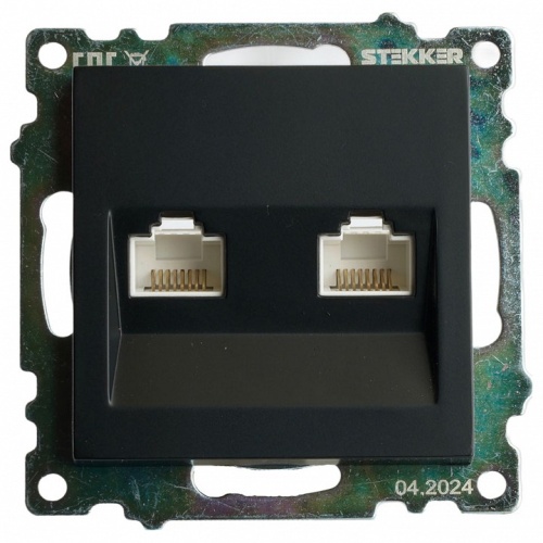 Розетка двойная Ethernet RJ-45 без рамки Stekker Катрин 50007 в Нижнем Новгороде