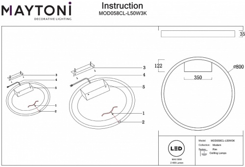 Накладной светильник Maytoni Rim MOD058CL-L50W3K в Слободском фото 5