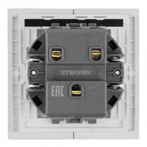 Выключатель двухклавишный с подсветкой без рамки Stekker Мия 50432 в Нижнем Новгороде фото 5