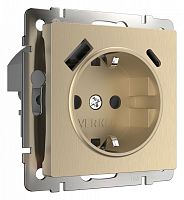 Розетка с заземлением и со шторками и USB, без рамки Werkel шампань рифленый W1171710 в Нижнем Новгороде