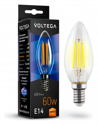 Лампа светодиодная Voltega Crystal E14 6Вт 2800K 7019 в Заречном