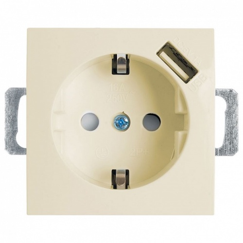 Розетка с заземлением и со шторкой и USB, без рамки Stekker Эрна 39329 в Нижнем Новгороде