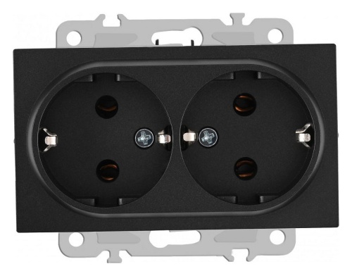 Розетка двойная с заземлением, без рамки Arte Milano am-206 206.40-2.black в Нижнем Новгороде