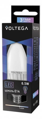 Лампа светодиодная Voltega  E14 6.5Вт 4000K VG1-C2E14cold6W в Заречном фото 2