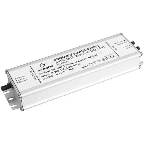 Блок питания ARPV-UH24240-PFC-DALI-PH (24V, 10.0A, 240W) (Arlight, IP67 Металл, 7 лет) в Инте