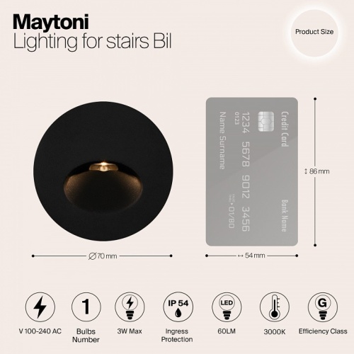 Встраиваемый светильник Maytoni Bil O015SL-L3B3K в Великом Устюге фото 8