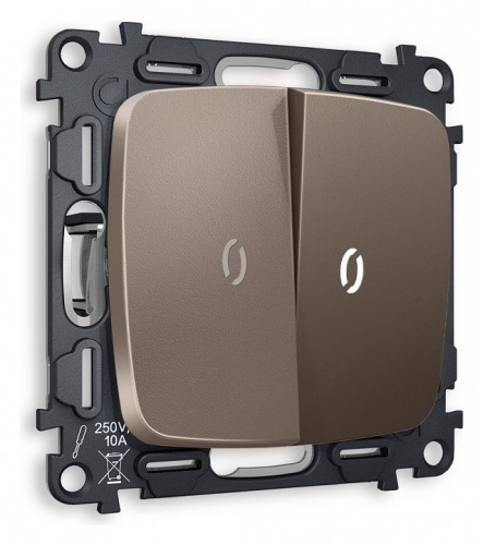 Выключатель проходной двухклавишный с подсветкой без рамки Ambrella Volt OMEGA MO634035 в Нижнем Новгороде