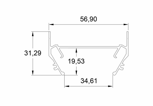 TR3050-AL Закладной профиль под шинопровод для натяжного потолка 2м в Болохово фото 2