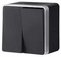 Выключатель двухклавишный влагозащищенный Werkel Gallant (черный с серебром) W5020234 в Нижнем Новгороде