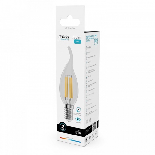 Лампа светодиодная Gauss Filament Elementary E14 12Вт 4100K 42122 в Нижнем Новгороде фото 3