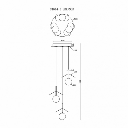 Подвесной светильник iLedex Savage C4644-3 MBK+SGD в Нижнем Новгороде фото 2
