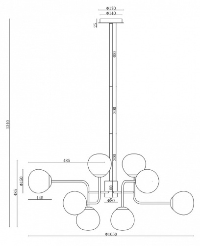 Люстра на штанге Maytoni Erich MOD221-PL-12-N в Выборге фото 2