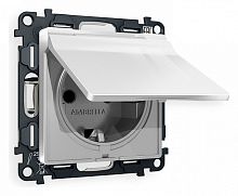 Розетка с заземлением и со шторкой, без рамки с крышкой Ambrella Volt ALFA MA408010 в Нижнем Новгороде