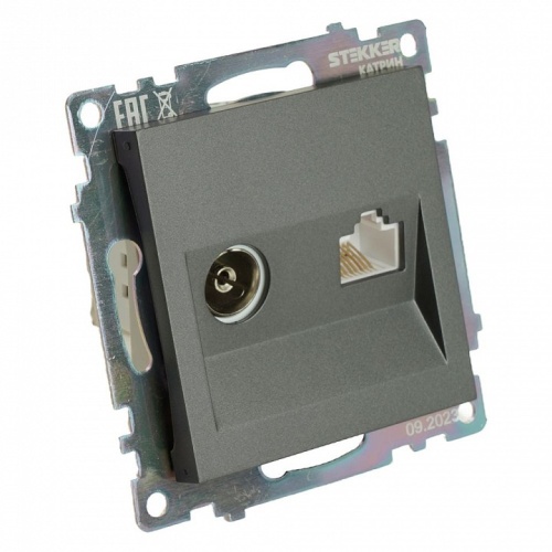 ТВ-розетка и розетка Ethernet RJ-45 без рамки Stekker Катрин 49417 в Нижнем Новгороде фото 5