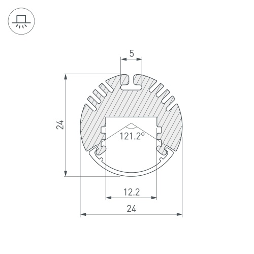 Профиль с экраном ALU-ROUND-2000 ANOD+FROST (Arlight, Алюминий) в Костроме фото 2