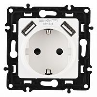Розетка с заземлением и со шторкой и 2хUSB, без рамки Arte Milano am-217 217.47-1.white в Нижнем Новгороде