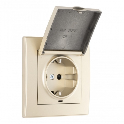 Розетка с заземлением и шторкой, с крышкой Arte Milano SET06-1 SET06-1-41-1 shampan в Нижнем Новгороде фото 3