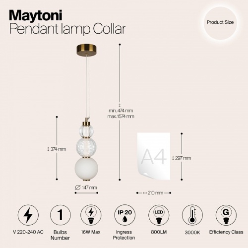 Подвесной светильник Maytoni Collar P069PL-L16G3K в Ревде фото 11