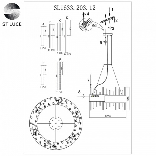 Подвесной светильник ST-Luce Olvera SL1633.203.12 в Мегионе фото 2