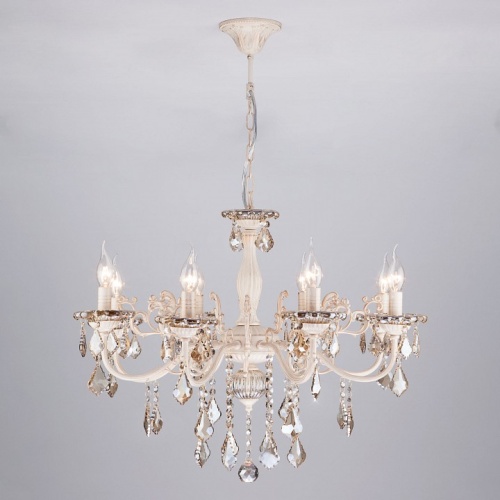 Подвесная люстра Eurosvet Elisha 3281/8 белый с золотом/тонированный хрусталь Strotskis в Нижнем Новгороде фото 6