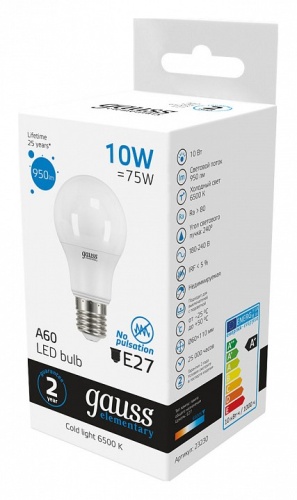 Лампа светодиодная Gauss 232 E27 10Вт 6500K 23230 в Нижнем Новгороде фото 6