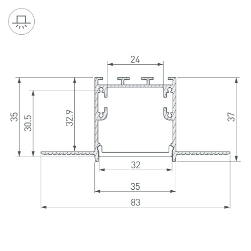 Профиль SL-LINIA32-FANTOM-3000 ANOD (Arlight, Алюминий) в Радужном фото 4