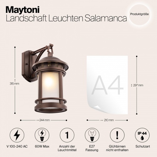 Светильник на штанге Maytoni Salamanca O031WL-01BR в Артемовском фото 3