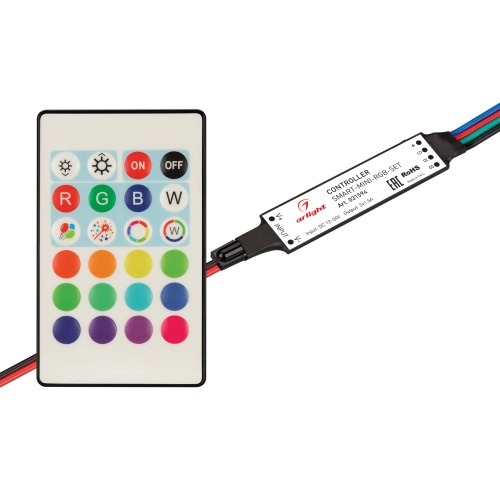 Контроллер SMART-MINI-RGB-SET (12-24V, 3x1.5A, ПДУ 24кн, IR) (Arlight, IP20 Пластик, 5 лет) в Бородино фото 2