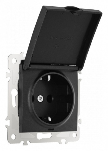 Розетка влагозащищенная с заземлением и со шторкой с крышкой Arte Milano am-206 206.41-1.black в Нижнем Новгороде