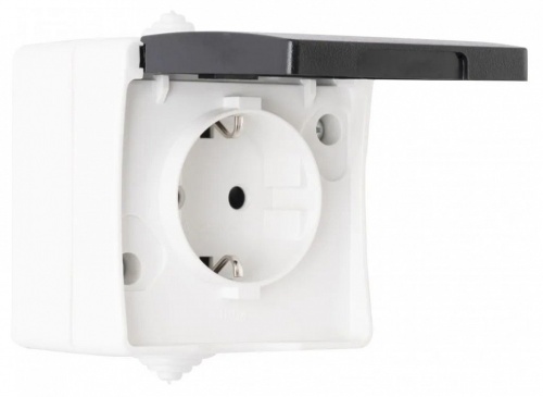 Розетка влагозащищенная с заземлением и со шторкой с крышкой Arte Milano am-309 309.40-1.grey в Нижнем Новгороде