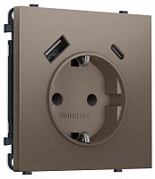 Розетка с заземлением и со шторкой и 2хUSB type A и C, без рамки Ambrella Volt MS MS640010 в Нижнем Новгороде