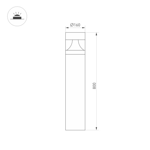 Светильник LGD-LANDMARK-BOLL-H800-20W Warm3500-MIX (GR, 300 deg, 230V) (Arlight, IP65 Металл, 5 лет) в Белово фото 9