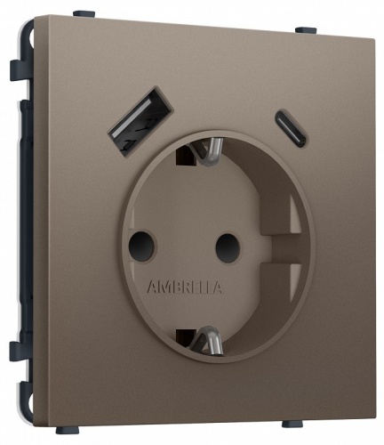 Розетка с заземлением и со шторкой и 2хUSB type A и C, без рамки Ambrella Volt MS MS640010 в Нижнем Новгороде