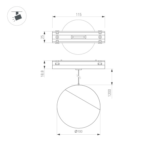 Светильник MAG-VIBE-EMISFERO-HANG-R100-6W Day4000 (WH, 130 deg, 48V) (Arlight, IP20 Металл, 5 лет) в Ермолино фото 2