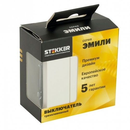 Выключатель трехклавишный без рамки Stekker Эмили 49870 в Нижнем Новгороде фото 3