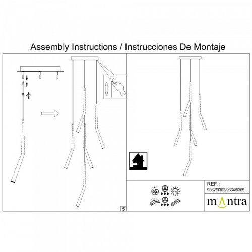 Подвесная люстра Mantra Arrecife 9362+9211 (5L) в Нижнем Новгороде фото 8