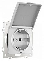 Розетка влагозащищенная с заземлением и со шторкой с крышкой Arte Milano am-206 206.41-1.silver в Нижнем Новгороде