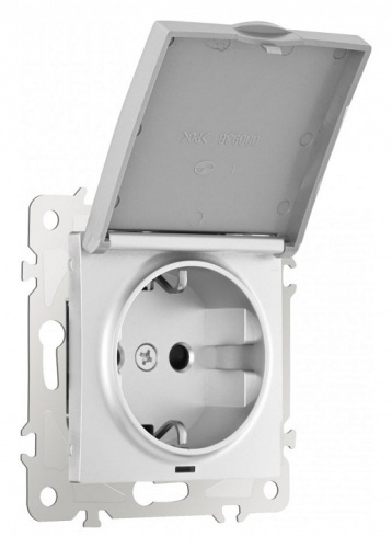 Розетка влагозащищенная с заземлением и со шторкой с крышкой Arte Milano am-206 206.41-1.silver в Нижнем Новгороде