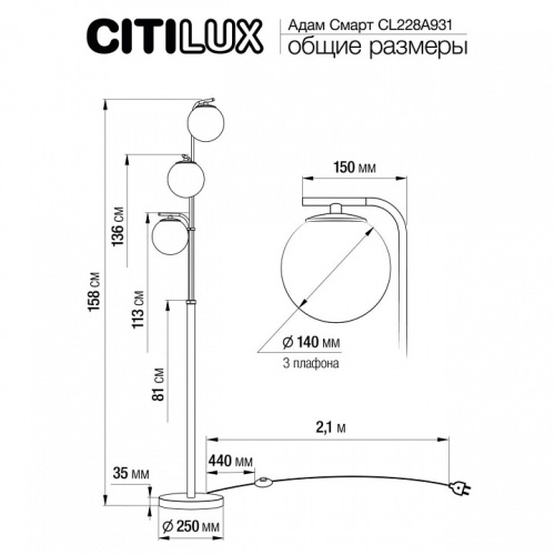 Торшер Citilux Адам Смарт CL228A931 в Архангельске фото 3