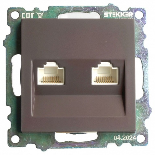 Розетка двойная Ethernet RJ-45 без рамки Stekker Катрин 50006 в Нижнем Новгороде