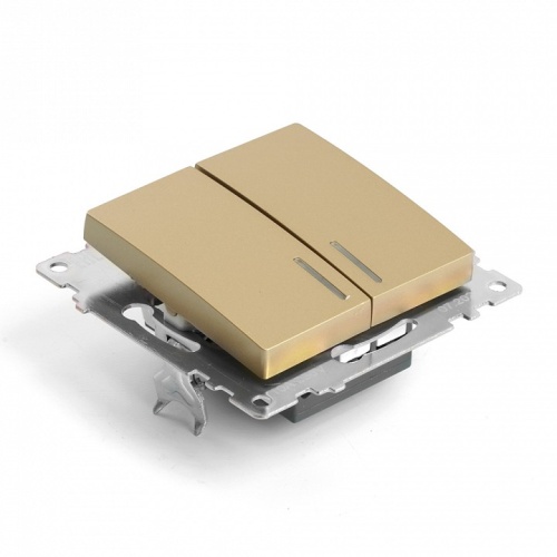 Выключатель двухклавишный с подсветкой без рамки Stekker Катрин 49217 в Нижнем Новгороде фото 4