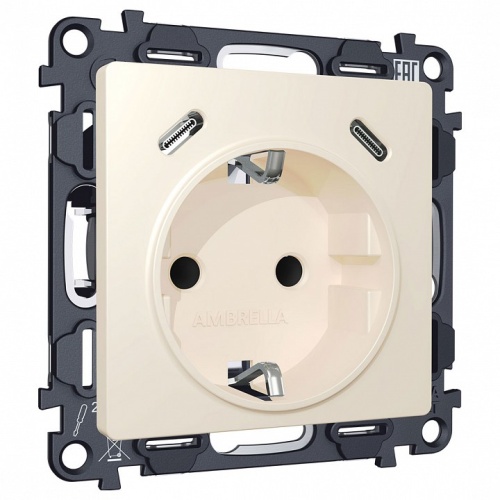 Розетка с заземлением и 2хUSB type C, без рамки Ambrella Volt ALFA MA330510 в Нижнем Новгороде