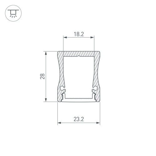 Профиль с экраном ALU-WIDE-H28-2000 ANOD+FROST (Arlight, Алюминий) в Туле