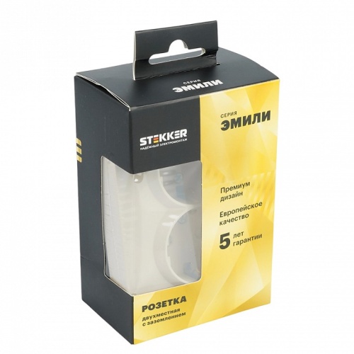 Розетка двойная с заземлением и со шторкой Stekker Эмили 49908 в Нижнем Новгороде фото 4