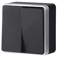 Выключатель двухклавишный Werkel Gallant (черный с серебром) W5020034 в Нижнем Новгороде