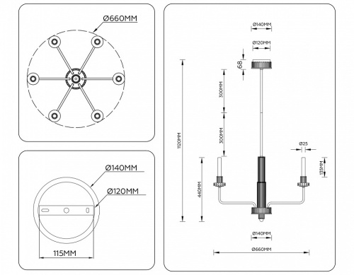 Люстра на штанге Ambrella Light LH LH53124 в Нижнем Новгороде фото 2